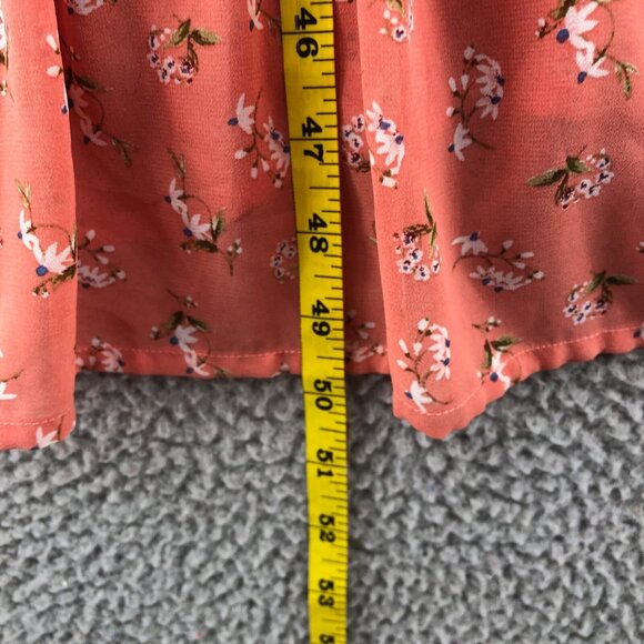 Haute Project Top Women Large Pink Floral Midi Prairie Sleeveless Kimono Open - Picture 12 of 13